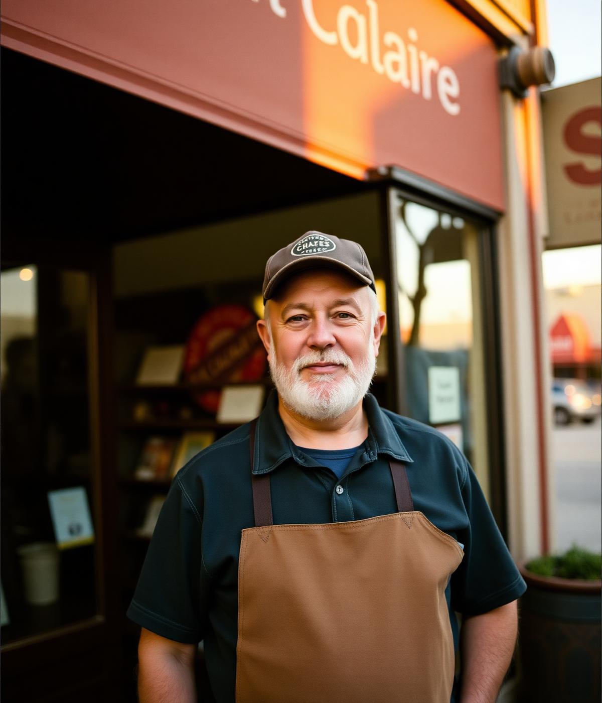 A small business owner in front of their storefront
